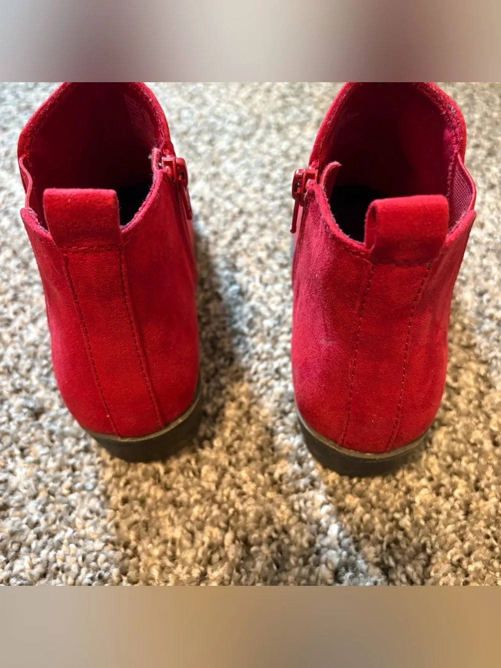 SO Red Suede Ankle Booties